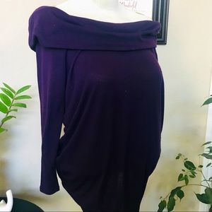 Plum Purple off the shoulder Tunic Sweater Sz 1X